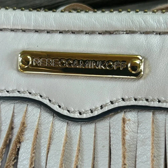 Rebecca Minkoff Blush Cream Leather Finn Fringed Crossbody Bag - Picture 5 of 8